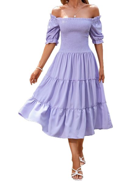 

ruffle hem shirred dress m8sd#, Black;gray