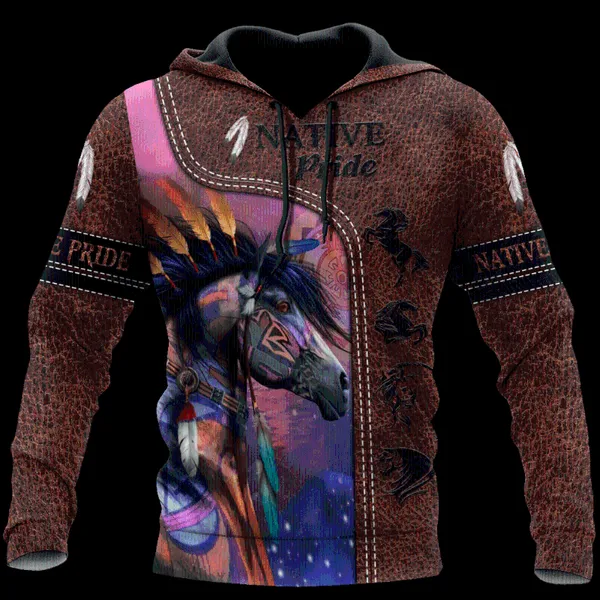 Herren Hoodies Sweatshirts Native Pride Pferd Unisex 3D-Druck Herbst Mode Sport Hoodie Frühling Casual Streetwear Reißverschluss Kapuze Übergroß Ha
