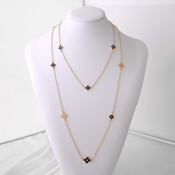 

oyb women's four leaf clover necklace, long, fashionable, four leaf flower, sweater chain, Silver