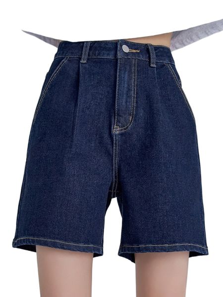 

dazy high waist plicated detail denim shorts 44fb#, White;black
