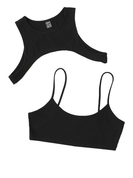 

rib knit cami with crop r1xb#, White