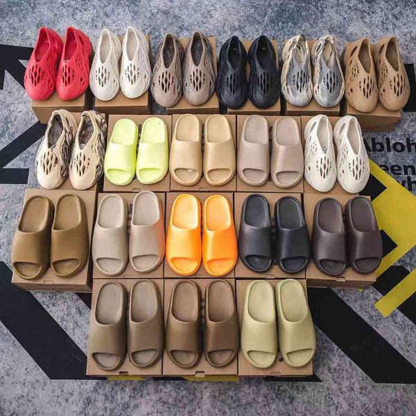 

slippers designer slides mens womens fashion summer cool enflame orange desert sand bone earth brown resin pure men shoes ourdoor beach, Black