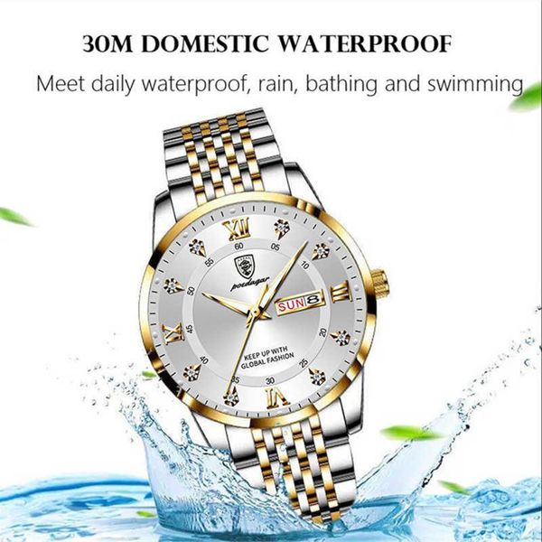 

2022 sport men's big dial quartz 30m waterproof swim noctilucent fashion watches for men clock, Slivery;brown
