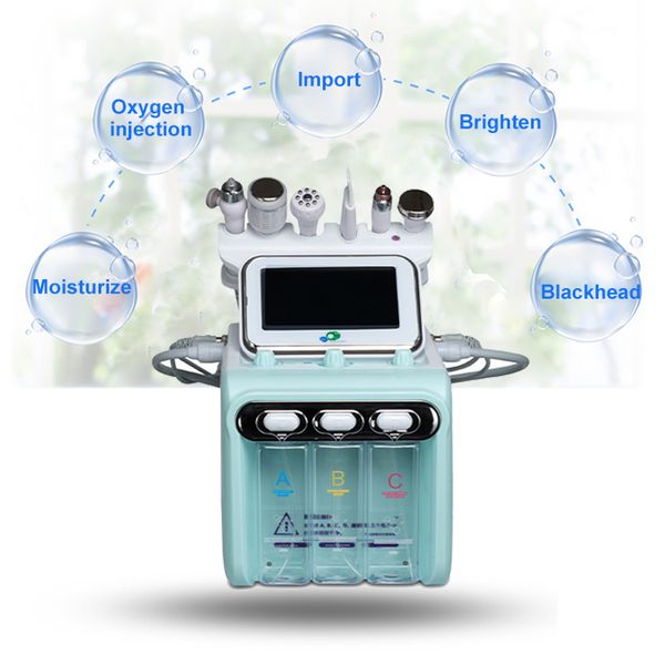 

portable 6in1 hydro peel microdermabrasion hydra facial deep cleaning rf ultrasonic bio wrinkle removal small bubbles beauty machine
