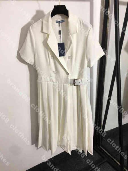 

22ss women designer suit dress simple white slim fit shirt dresses logo pr..da brand short sleeve summer dresses knee length oversized xl pa, Black;gray
