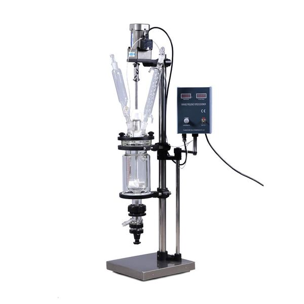 

lab supplies double-layer cylindrical 1l glass jacket type reactor chemical reaction unit