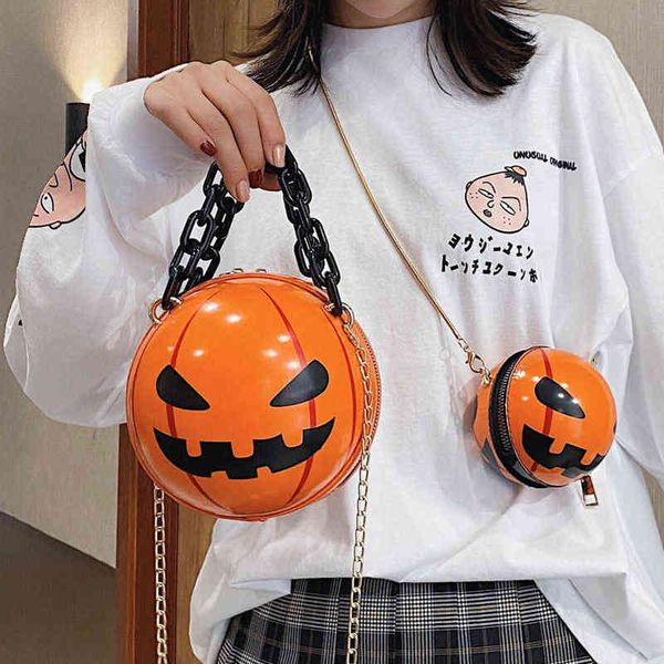 

hbp fashion women's messenger bag halloween funny cartoon pumpkin bag chain portable shoulder bag 220805