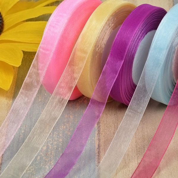 Cores de 15 mm Organza Jóias de jóias Decoração de noiva Pacote de presente 10 rolos 1 rolo 50yds/45m