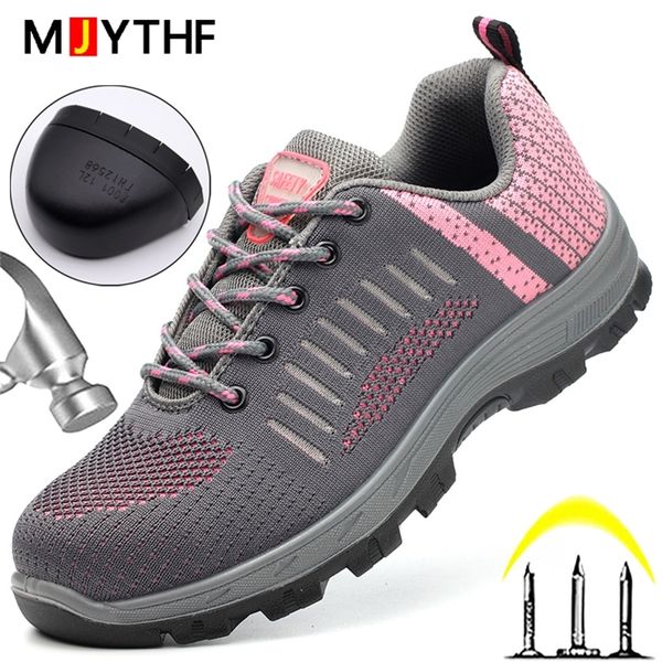 

mjythf indestructible work safety shoes for women men anti-smash anti-puncture boots steel toe protective 220810, Black;brown