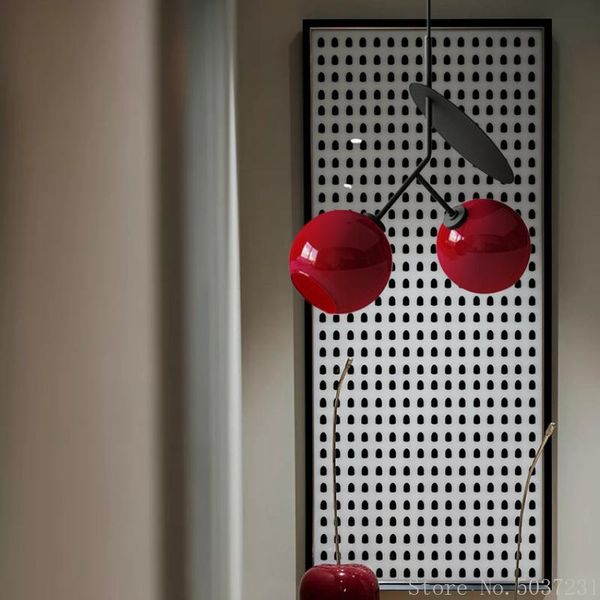 Kolye lambalar Nordic kırmızı kiraz avize ışıkları tasarımcısı sanat rahat kız oda lambası dekor mobilya yaşam kapalı ışıklandırma