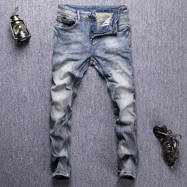 

men's jeans spring and summer blue jeans men's ruffian handsome fashion worn small feet elastic slim straight trendy pants uyhr