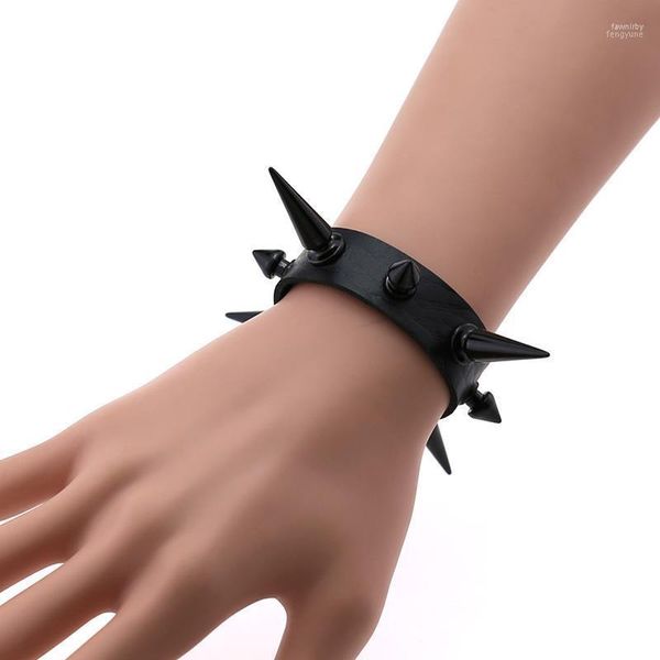 Punk Gothic Rock Cuspidal Spikes Rivet Stud Breite Lederarmbänder Armreif für Frauen Männer Mode Unisex Schmuck Charm Armband Armbänder Faw