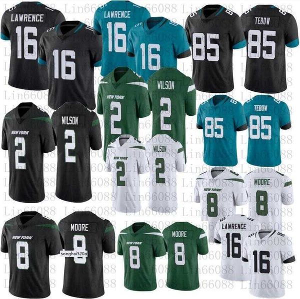 

men football 16 trevor lawrence 85 tim tebow 2 zach wilson 8 elijah moore ''nfl''jersey, Black;red
