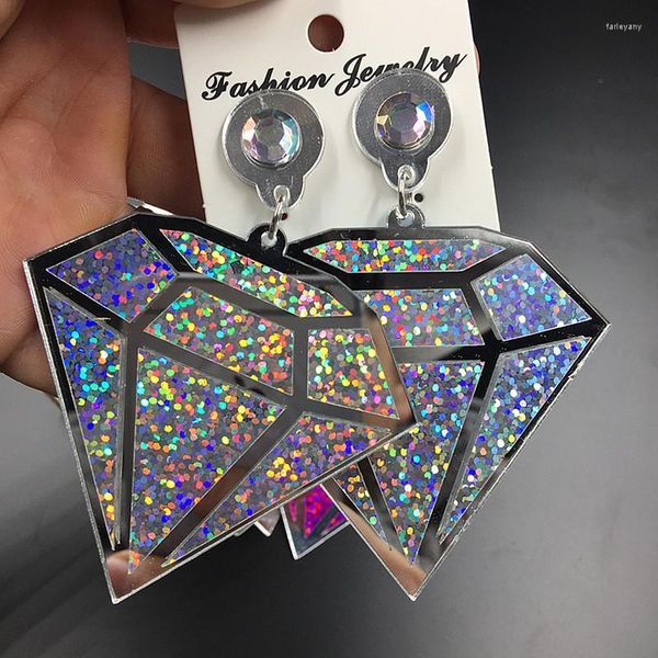 Pendente Lustre Acrílico Brincos Grandes Glitter Punk Geométrico Gota Longa Para Mulheres Meninas Night Club Festa Jóias Presentes Pendure Farl22