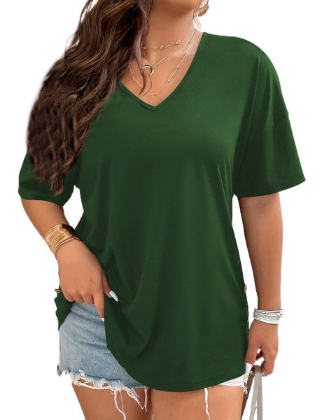 

plus solid drop shoulder tee 81vs#, Black