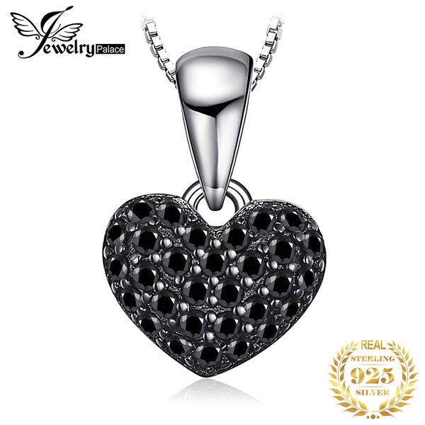 

jewelrypalace heart love natural black spinel gemstone 925 sterling silver pendant necklace for women fashion jewelry no chain 220722