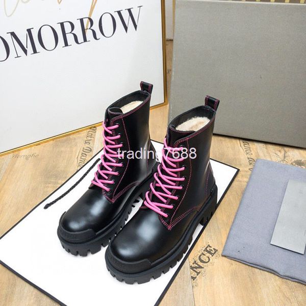 

boots versatile waterproof and antiskid snow boots women's winter plush warm net red academic lace up martin, Black