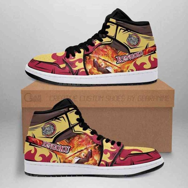 

rengoku shoes boots demon slayer anime sneakers fan gift idea, Black