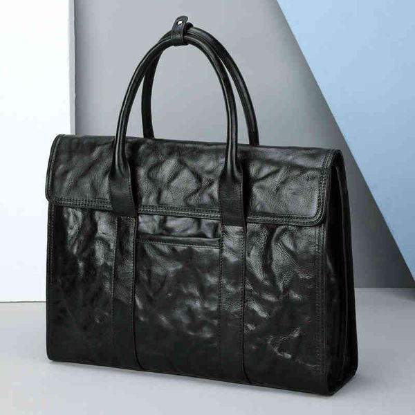 

men's handbag leather business briefcase large capacity leather handbag 220623