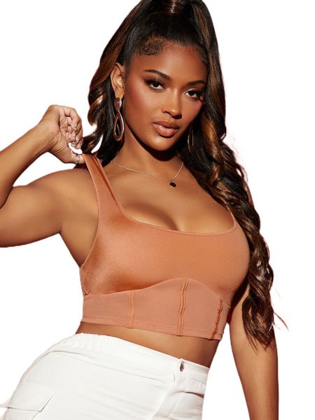 

sxy solid crop tank 62dx#, White