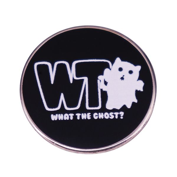 

what the ghost light pin cat button badge, Blue