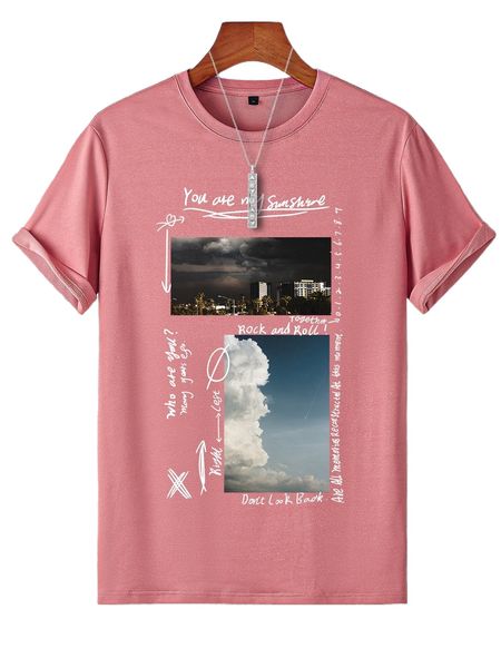 

men cloud & slogan graphic tee t6e5#, White;black