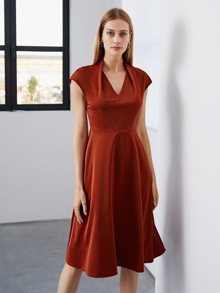 

motf premium fit & flare batwing sleeve dress x33v#, Black;gray