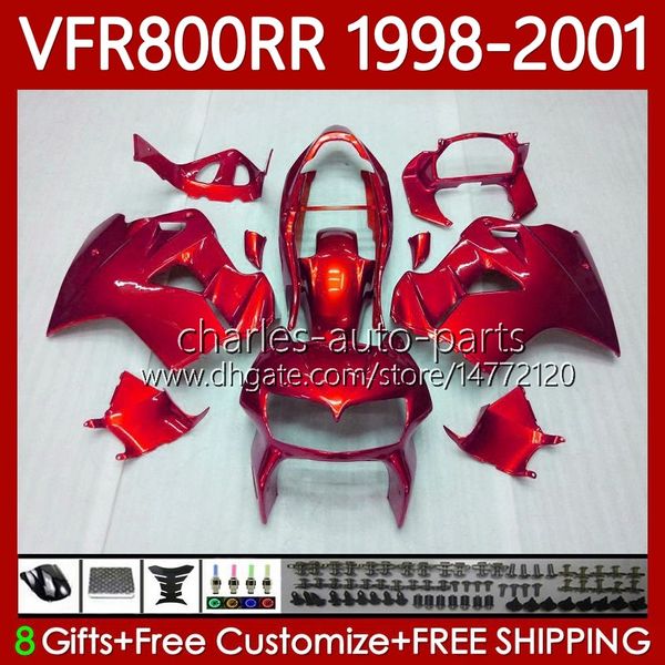 Bodykit für HONDA Interceptor VFR 800RR 800 CC RR VFR800RR 1998 1999 2000 2001 Karosserie 128No.92 VFR-800 800CC VFR800R 98-01 VFR800 RR 98 99 00 01 Metallrote Verkleidung