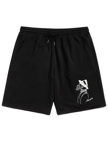 

romwe guys skeleton print shorts p2ls#, White;black
