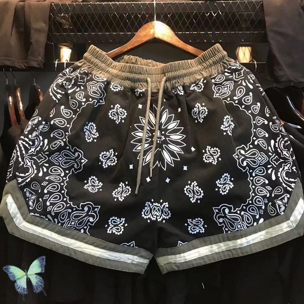 

mesh shorts cashew flower print high street sports casual short pants