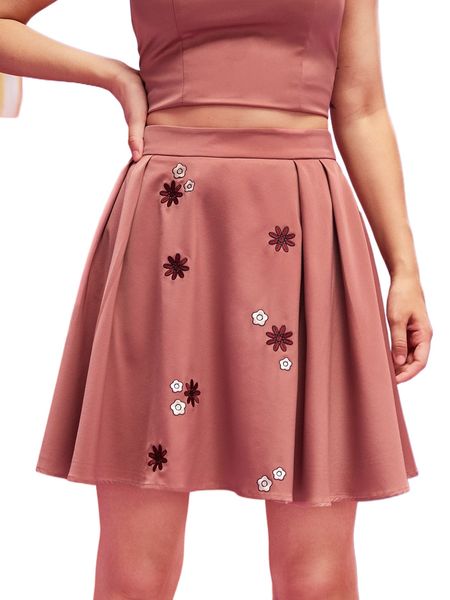 

x anemarie floral embroidery flare skirt g6zg#, Black