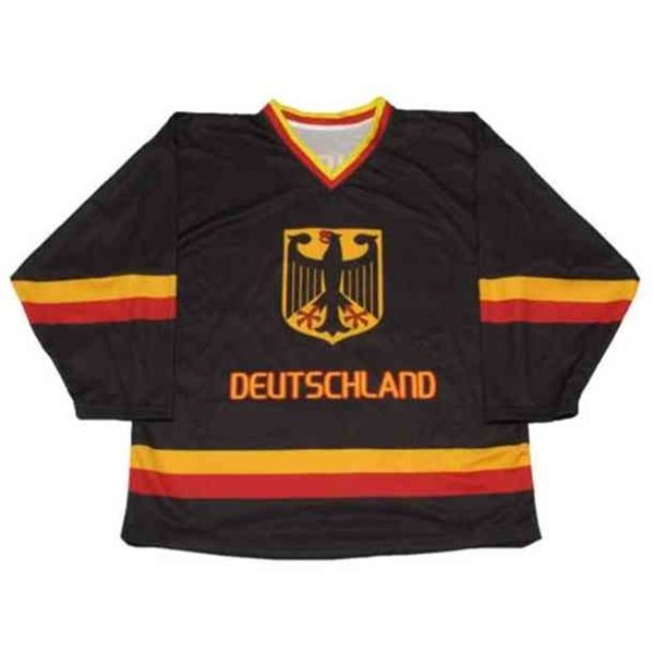 MThr 29 Leon Draisaitl Team Deutschland Deutschland Eishockeytrikot Stickerei genäht Passen Sie Trikots mit beliebiger Nummer und Namen an