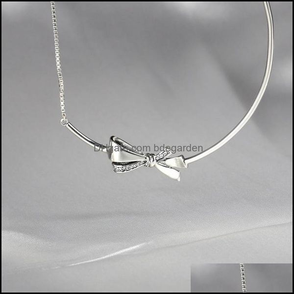 

pendant necklaces pendants jewelry wholesaleromantic bow necklace for 925 sterling sier with cz diamonds wild gorgeous l dhbgv, Silver