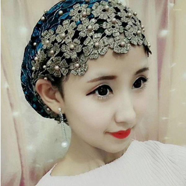 Roupas étnicas 2 cores Os modelos de explosão Moda Hat Hat Sconha Hijab Muçulmana Cabeça Cobertura de Baotou Cap