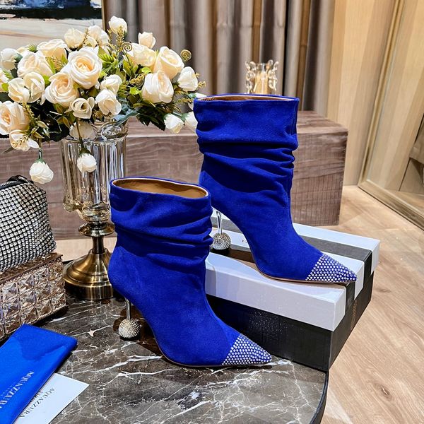 

new season aquazzura boots crystal ball high heel shoes blue real ps, Black