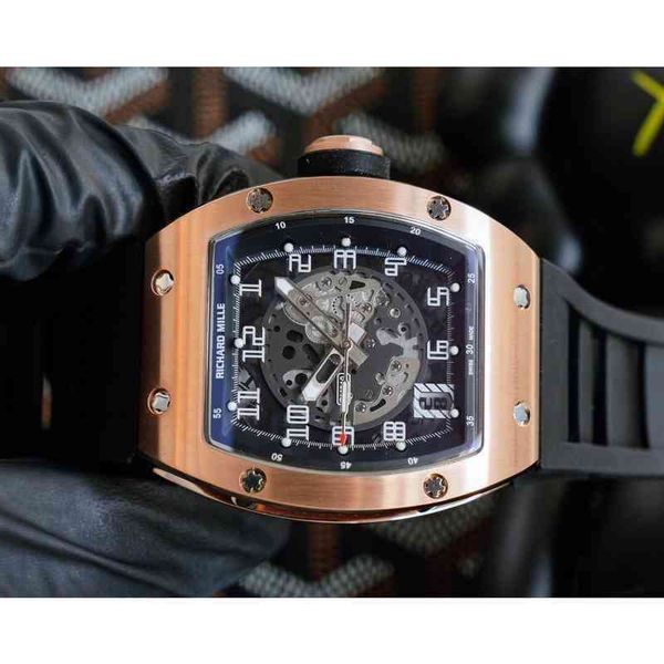 

luxury automatic mechanical watch richa milles mens rm010 fully movement sapphire mirror rubber band swiss w dntm