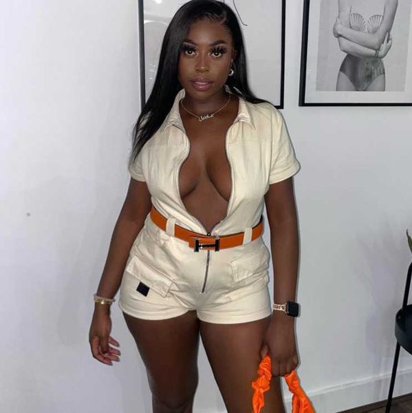 

2022 spring and summer new design pocket zipper jumpsuits women, Black;white