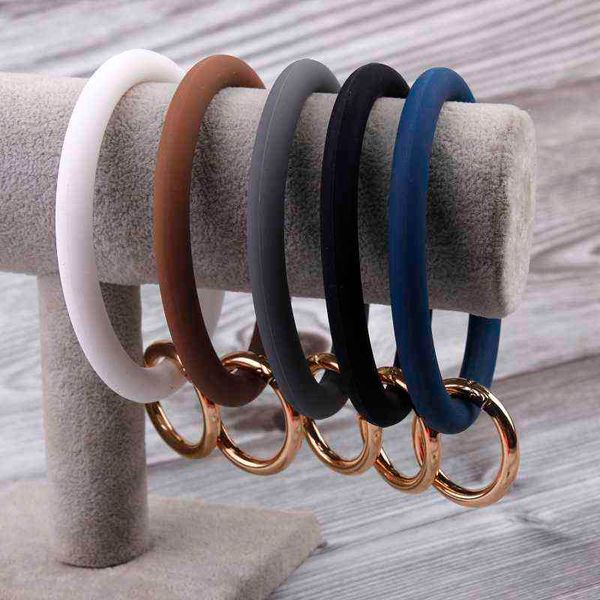 

silicone o key chain big o ring keychain fasion chic circle wristlet keychain wholesale for women key wrist strap o key ring aa220318, Silver