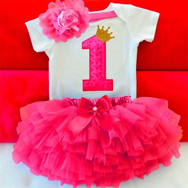 Baby Girl Clothes Toddler Girl 1 anno Birthday Dress My First Baby Princess Tutu Dress Infant Battism Outfits Infantil Vestidos LJ201223