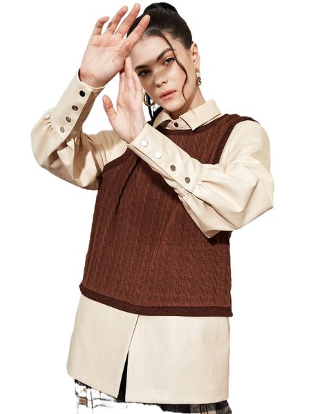 

x riza rehmani lantern sleeve colorblock 2 in 1 a90r#, White