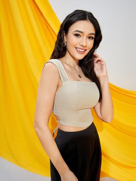 

x michelle wong fold pleated strap tie back s1an#, White