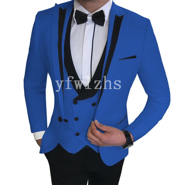 

handsome one button man's suits peak lapel groom tuxedos groomsmen wedding/prom/dinner man blazer jacket pants vest tie n099, Black;gray