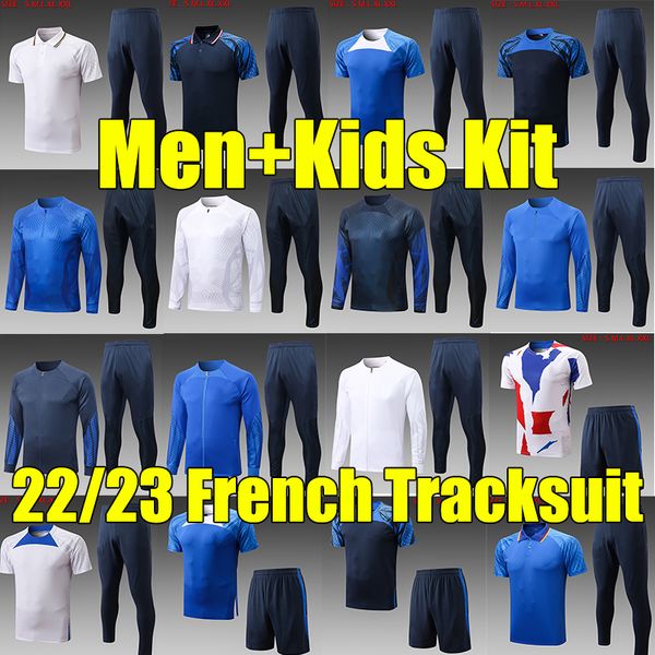 

22/23 katoto france kids men adults football tracksuit soccer sets suit 2022 2023 benzema mbappe griezmann pogba francia survetement foot ch, Black