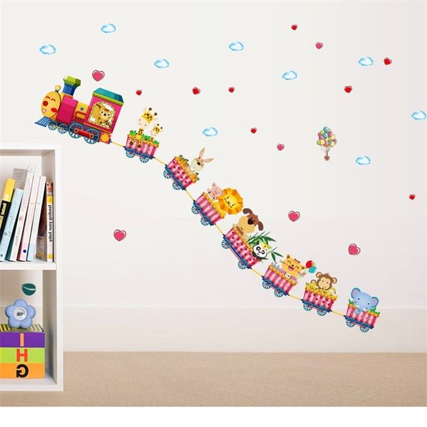 Cartone animato treno scuola materna decorazione carta camera da letto camera dei bambini adesivi murali 220727