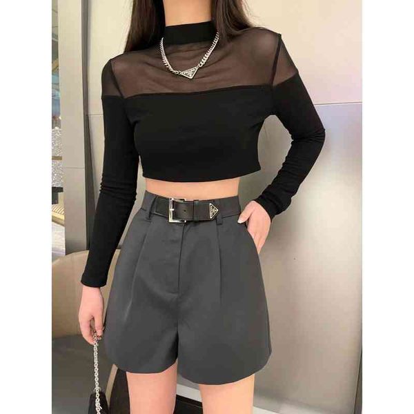

women's pants & capris summer black urban leisure high straight pants with thin waist and trendy suit shorts o8ax, Black;white