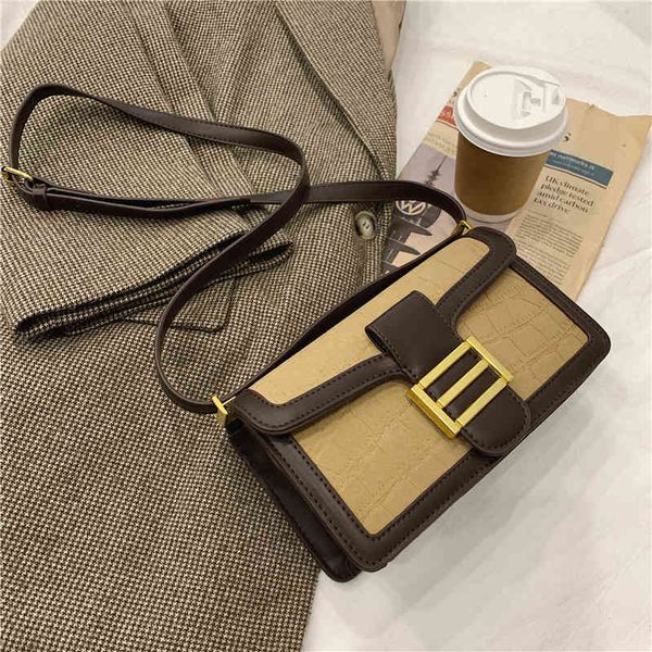 

fashion trend new ladies luxury brand bag designer wholesale small women's winter version contrast color single shoulder square mini fr