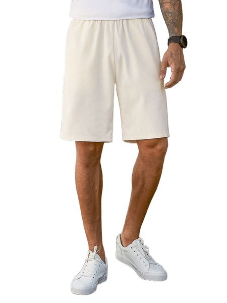 

men solid slant pocket shorts r2vi#, White;black