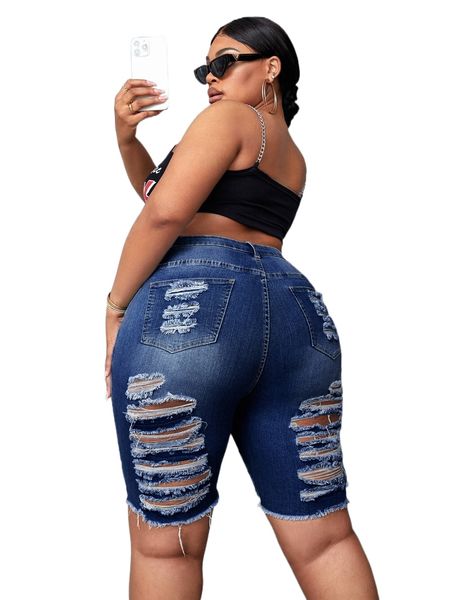 

premium plus ripped slant pockets denim shorts s3ww#, White;black