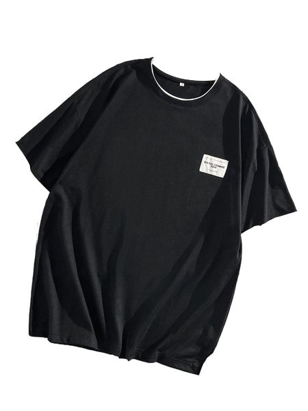

men letter patched detail 2 in 1 tee r5rb#, White;black