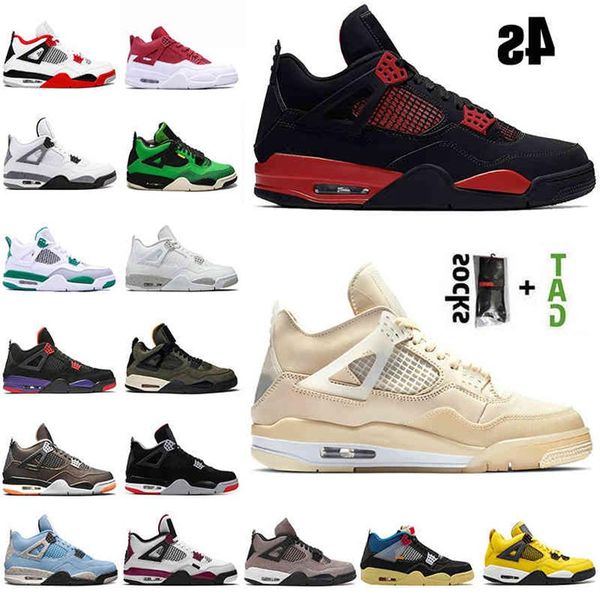 

with socks 2021 red thunder 4 4s mens boots shoes sail university blue taupe haze white oreo starfish men sport sneakers size 36-4215x, Black